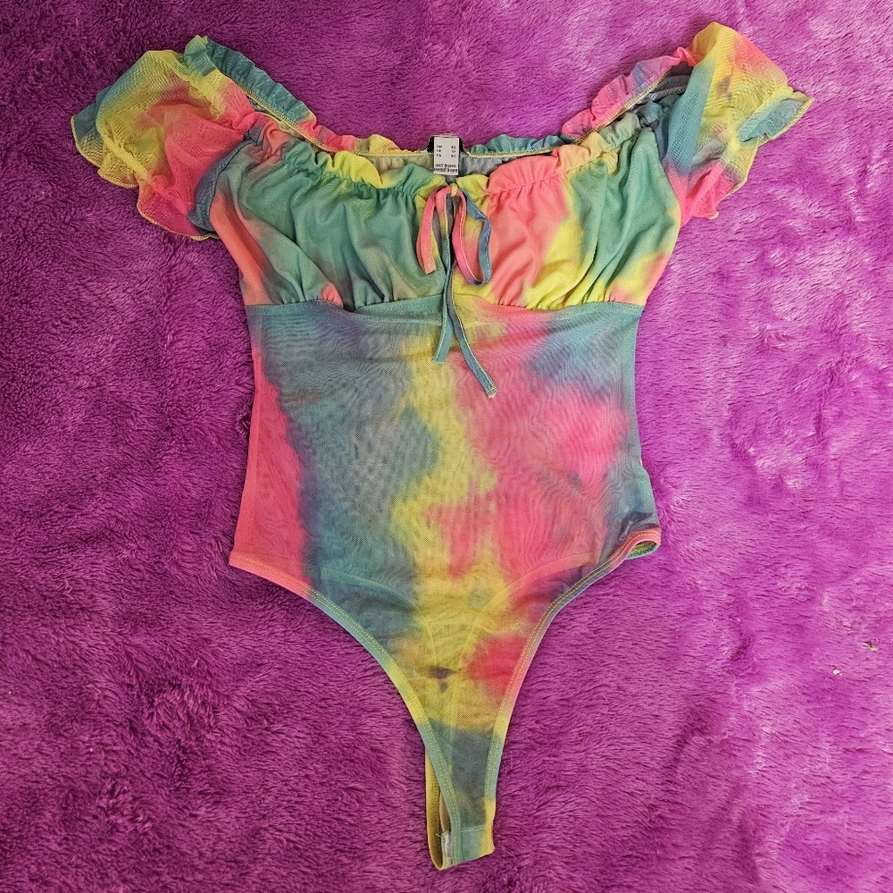 Rainbow mesh one piece